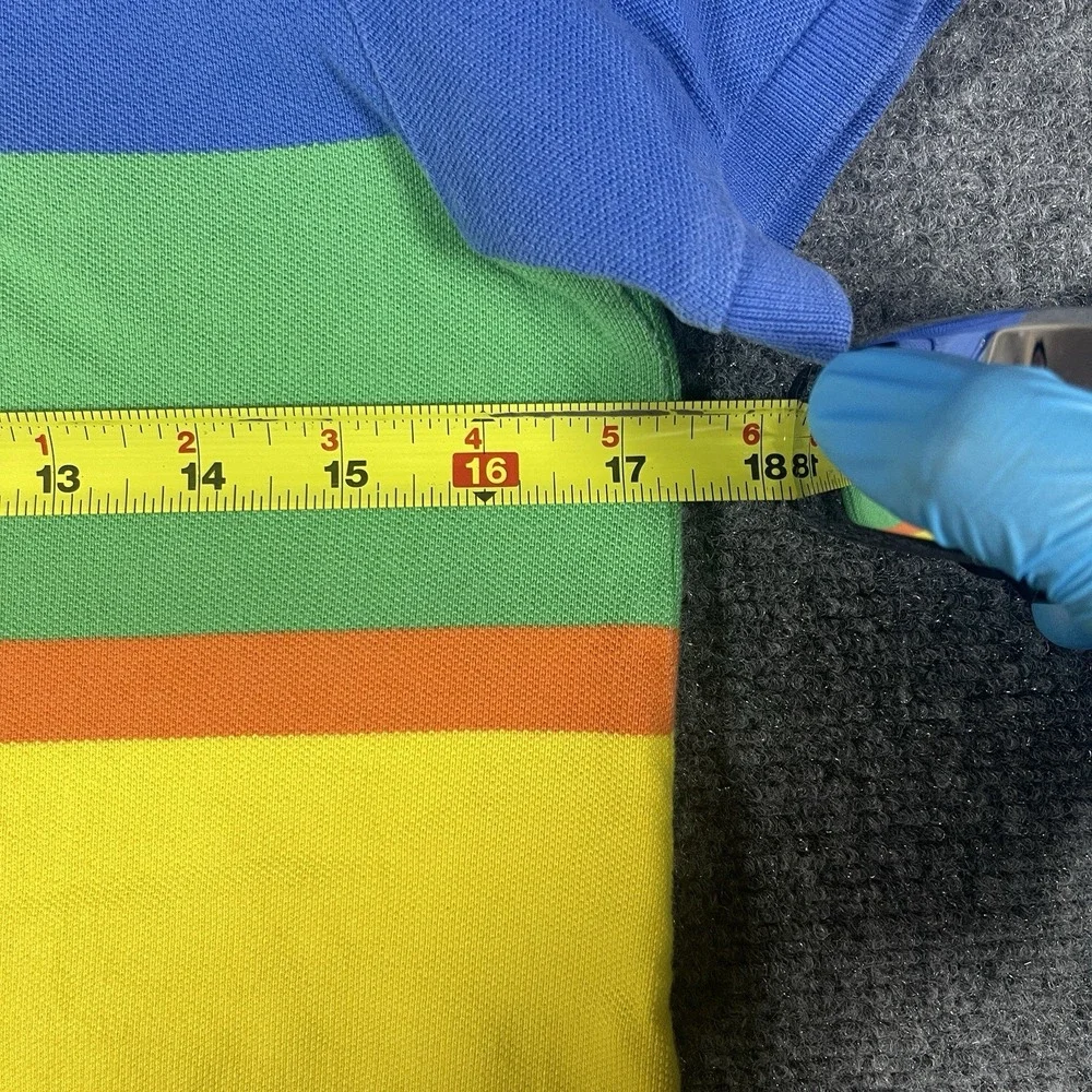 VTG Y2K Polo Ralph Lauren Custom Fit Striped Shirt Retro Colorful Small #3108